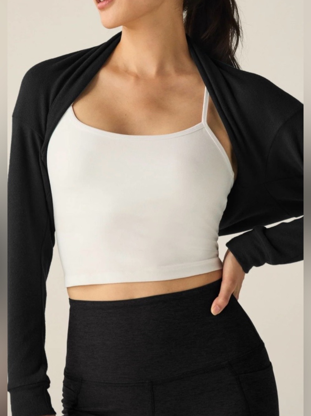 Beyond Yoga Black Long Sleeve Cropped Top - Picture 3 of 5